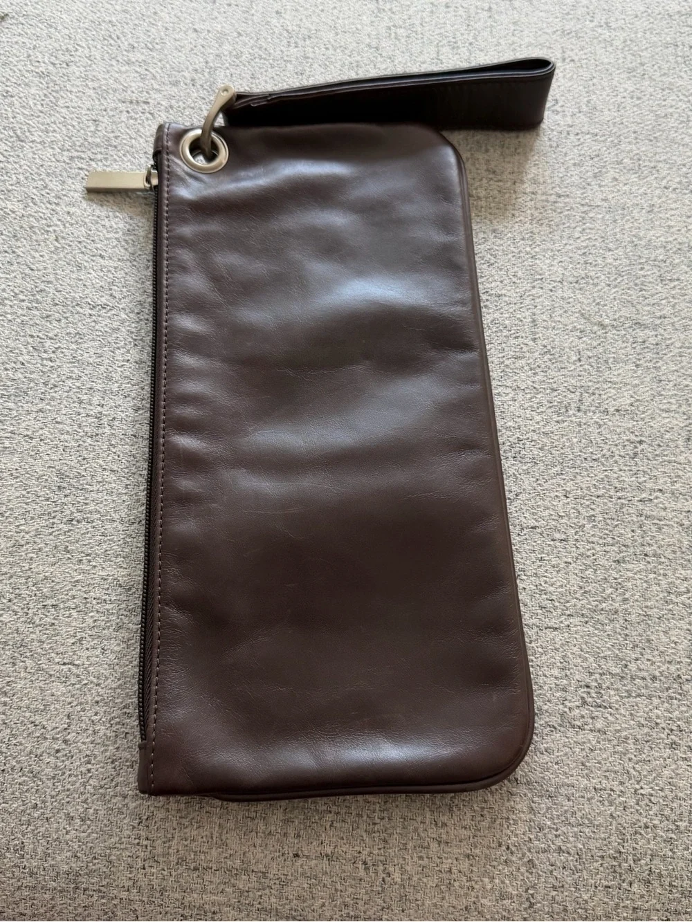 HOBO Dark Brown Leather Wristlet Pouch